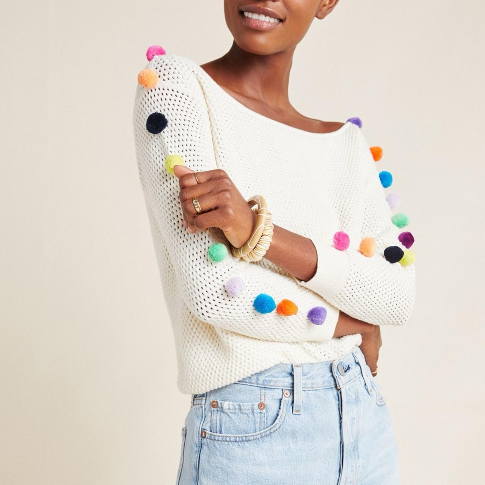 Anthropologie Emilia Pommed Pullover Boho Unique